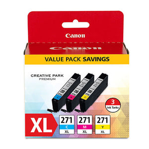 Canon 0337C005 (CLI-271XL) High Yield 3-Color (CMY) Ink Cartridge Value Pack (10.8ml)