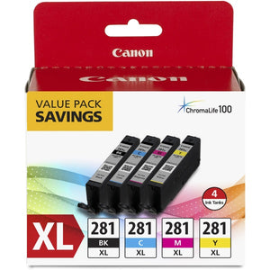 Canon 2037C005 (CLI-281XL) 4 Ink Pack (Includes 1 Each of OEM# 2037C001 2034C001 2035C001 2036C001)