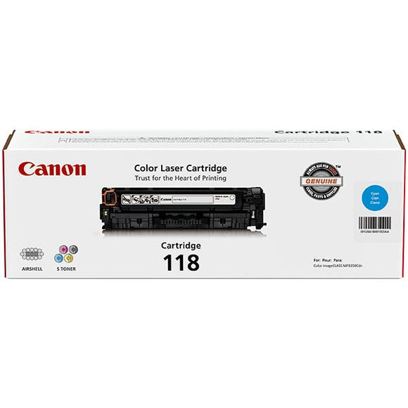 Canon 2661B001AA (CRG-118C) Cyan Toner Cartridge (2,900 Yield) - Technology Inks Pro, LLC.