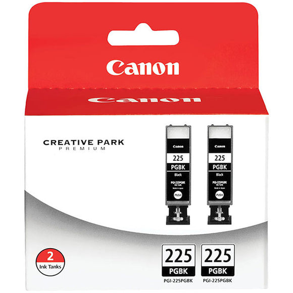 Canon 4530B007 (PGI-225BK) Pigment Black Ink Tank Twin Pack (2 Pack of OEM# 4530B001)