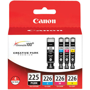 Canon 4530B008 (PGI-225BK/CLI-226C/M/Y) Color Ink Tank Multipack (Includes 1 Each of OEM# 4530B001 4547B001 4548B001 4549B001)