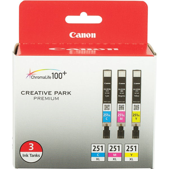 Canon 6449B009 (CLI-251) XL 3 Color Ink Cartridge Multi Pack Includes C/M/Y
