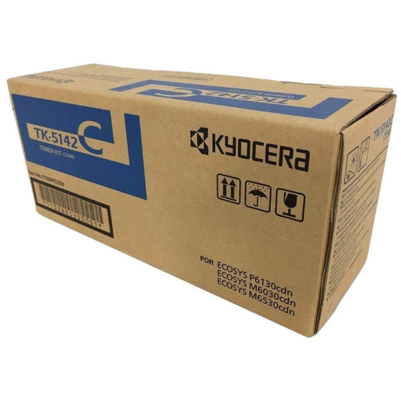 Kyocera TK-5142C Cyan Toner Cartridge Includes Waste Container (5,000 Yield)