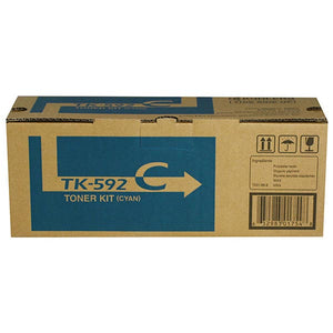 Kyocera TK-592C Cyan Toner Cartridge Includes Waste Toner Bottle (5,000 Yield)