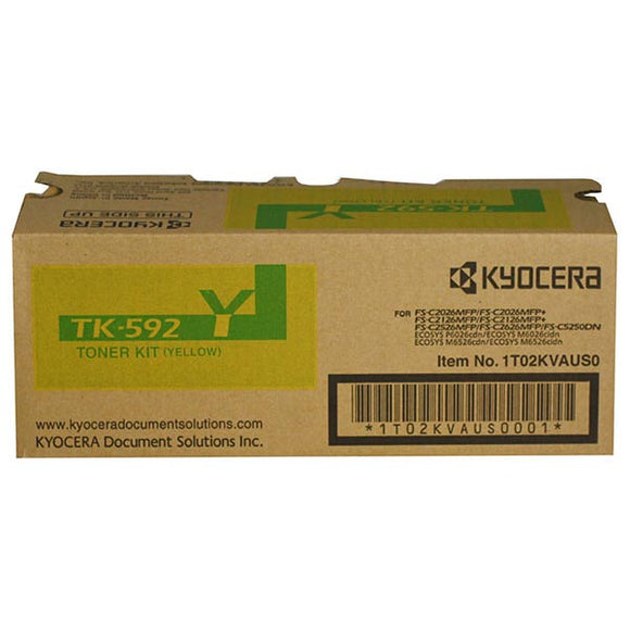 Kyocera TK-592Y Yellow Toner Cartridge Includes Waste Toner Bottle (5,000 Yield)