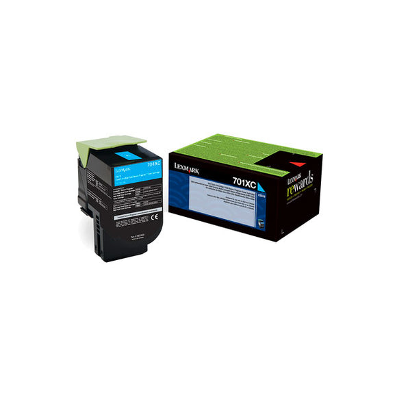 Lexmark 70C1XC0 (701XC) Extra High Yield Cyan Return Program Toner Cartridge (4,000 Yield)