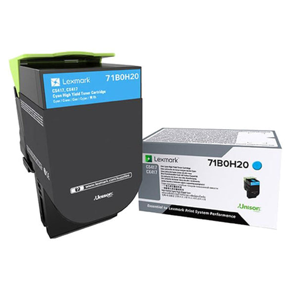 Lexmark 71B0H20 Cyan High Yield Toner Cartridge (3,500 Yield)