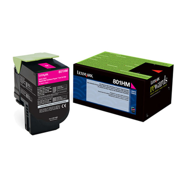 Lexmark 80C0HMG High Yield Magenta Return Program Toner Cartridge for US Government (3,000 Yield) (TAA Compliant Version of 80C1HM0)