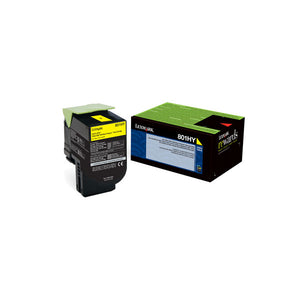 Lexmark 80C1HY0 (801HY) High Yield Yellow Return Program Toner Cartridge (3,000 Yield)