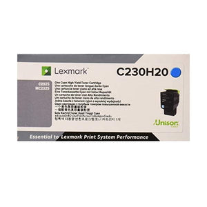 Lexmark C230H20 High Yield Cyan Toner Cartridge (2,300 Yield)