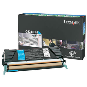 Lexmark C5240CH High Yield Cyan Return Program Toner Cartridge (5,000 Yield)