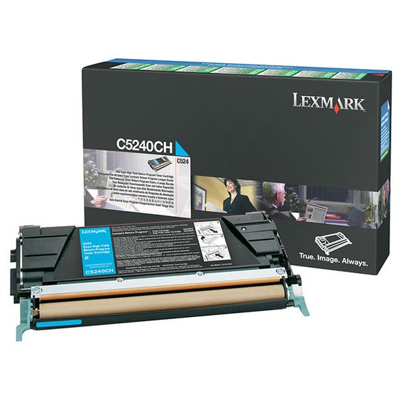 Lexmark C5246CH High Yield Cyan Return Program Toner Cartridge for US Government (5,000 Yield) (TAA Compliant Version of C5240CH)