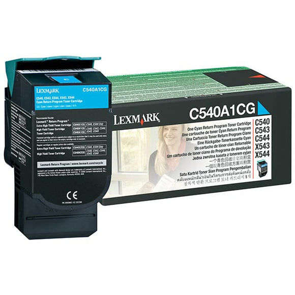 Lexmark C540A1CG Cyan Return Program Toner Cartridge (1,000 Yield)