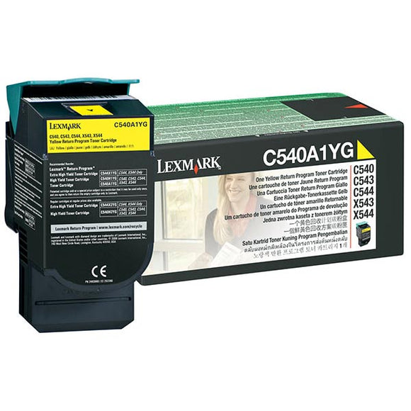 Lexmark C540A4YG Yellow Return Program Toner Cartridge for US Government (1,000 Yield) (TAA Compliant Version of C540A1YG)