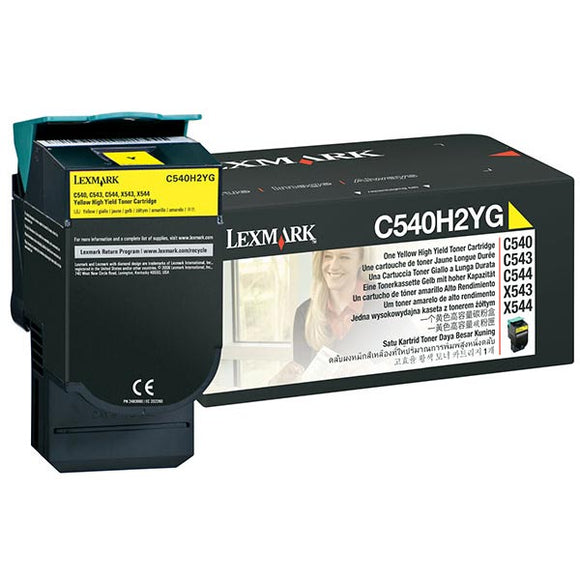 Lexmark C540H2YG High Yield Yellow Toner Cartridge (2,000 Yield)