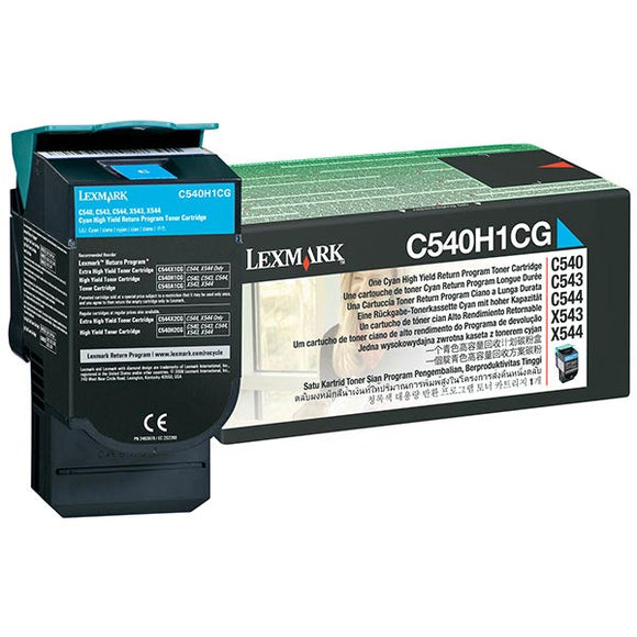 Lexmark C540H4CG High Yield Cyan Return Program Toner Cartridge for US Government (2,000 Yield) (TAA Compliant Version of C540H1CG)