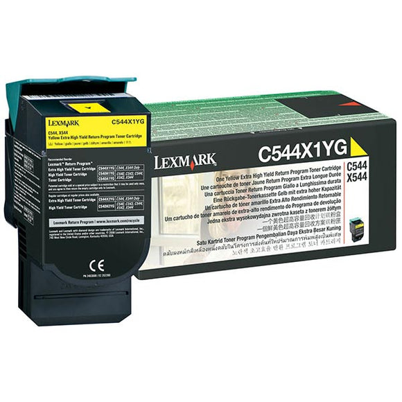 Lexmark C544X1YG Extra High Yield Yellow Return Program Toner Cartridge (4,000 Yield)