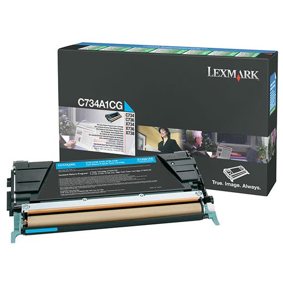 Lexmark C734A1CG Cyan Return Program Toner Cartridge (6,000 Yield)