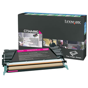 Lexmark C734A4MG Magenta Return Program Toner Cartridge for US Government (6,000 Yield) (TAA Compliant Version of C734A1MG)