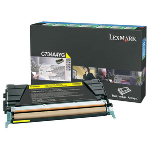 Lexmark C734A4YG Yellow Return Program Toner Cartridge for US Government (6,000 Yield) (TAA Compliant Version of C734A1YG)