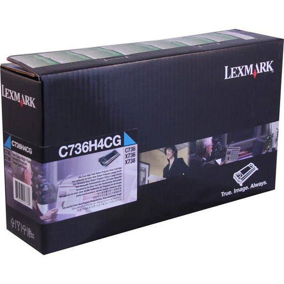 Lexmark C736H4CG High Yield Cyan Return Program Toner Cartridge for US Government (10,000 Yield) (TAA Compliant Version of C736H1CG)