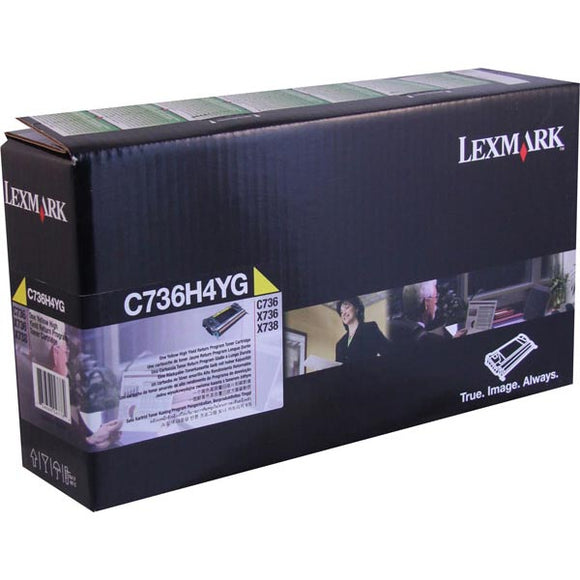 Lexmark C736H4YG High Yield Yellow Return Program Toner Cartridge for US Government (10,000 Yield) (TAA Compliant Version of C736H1YG)