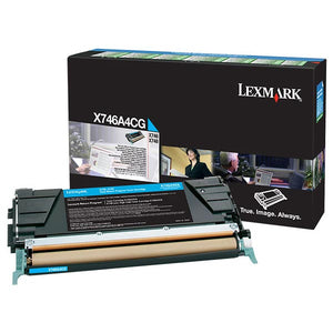 Lexmark X746A4CG Cyan Return Program Toner Cartridge for US Government (7,000 Yield) (TAA Compliant Version of X746A1CG)