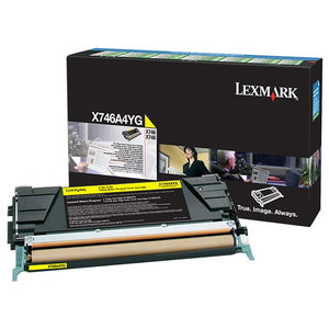 Lexmark X746A4YG Yellow Return Program Toner Cartridge for US Government (7,000 Yield) (TAA Compliant Version of X746A1YG)