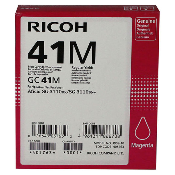Ricoh 405763 Magenta Ink Cartridge (2,200 Yield) (Type GC41M)